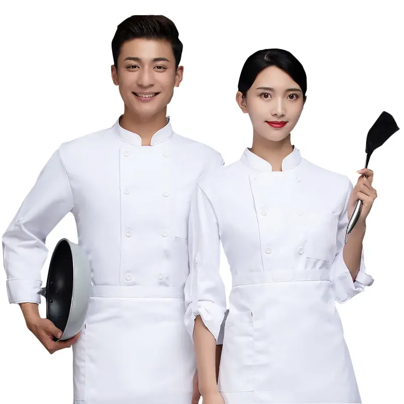 Uniforme di abbigliamento da lavoro per Chef dell'hotel personalizzato crea il tuo Logo ricamato doppio petto ristorante cucina cappotto da cucina abbigliamento da lavoro