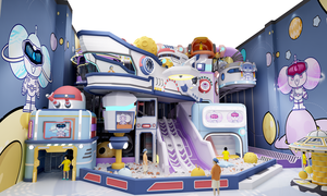 Indoor Aerospace für Kinder Soft Play Spielplatz <span class=keywords><strong>Space</strong></span> Theme Ball Pit mit Slide Carousel Ride und Starship - Product Image 5