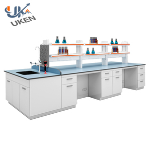 Table de travail de laboratoire commercial en métal et acier moderne et banc d'îlot avec armoires pour écoles hôpitaux laboratoires - Product Image 4