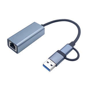 Adapters Aluminum USBType c 2-In-1 <strong>to</strong> RJ45 Gigabit Drive-Free Network Adapters 100M/1000 for Notebook Desktop Tablet - Product Image 5