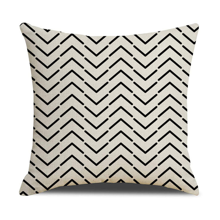 Popular Style Classic Geometric Custom Digital Print Pillowcase Linen Cushion Cover