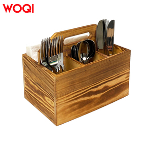 WOQI Wooden Flatware Utensil and <strong>Napkin</strong> Holder Practical Storage <strong>Boxes</strong> &amp; Bins for Home and Kitchen Use - Product Image 1