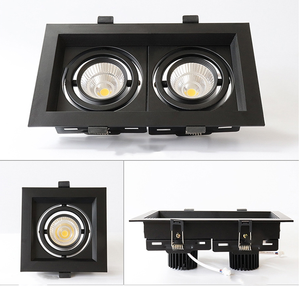 Adjustable Twin Three Head <strong>Led</strong> Downlight square Frame Recessed 100mm 7w 12w Black White Cob Double Head Downlight on Ceiling - Product Image 3