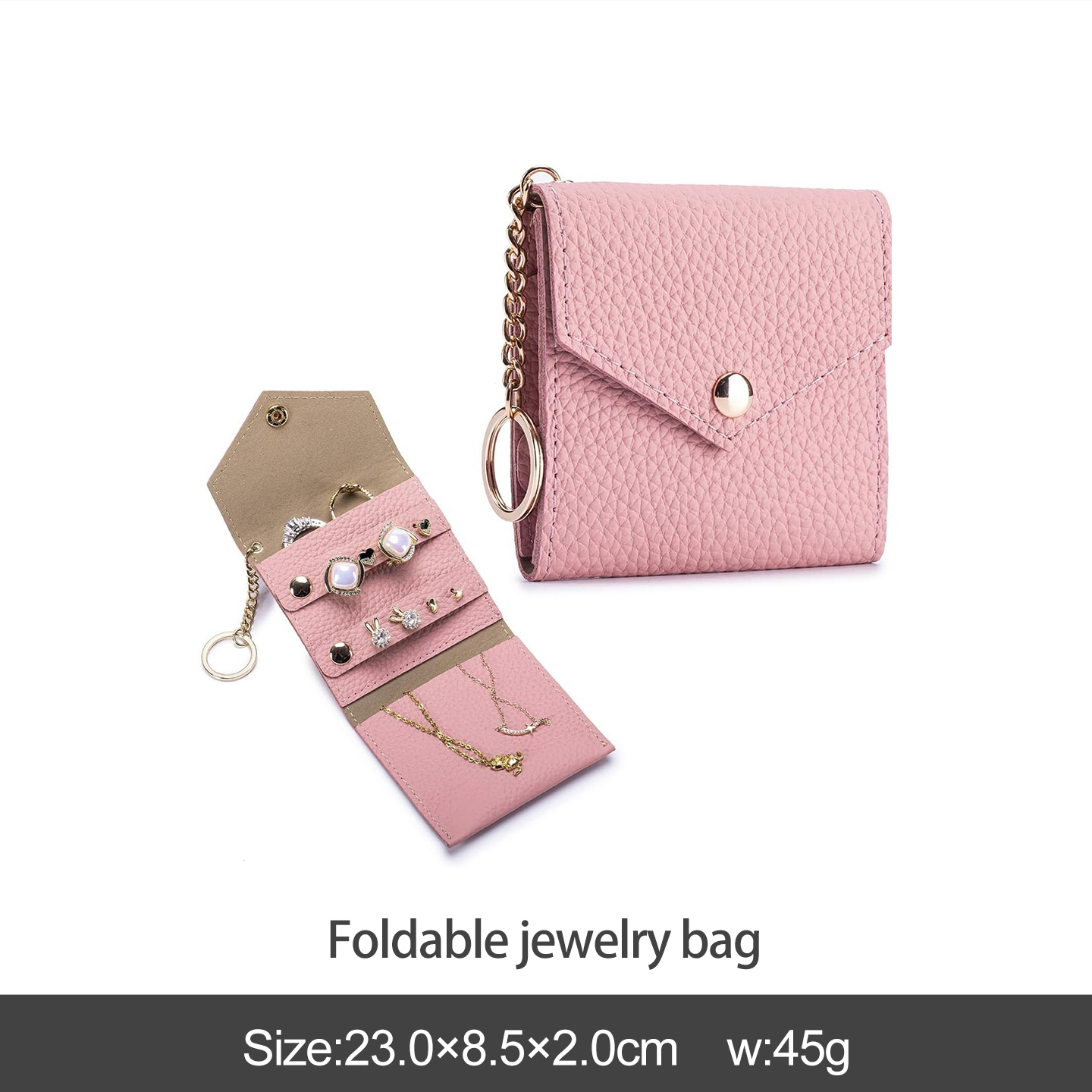 Sac à bijoux pliable rose