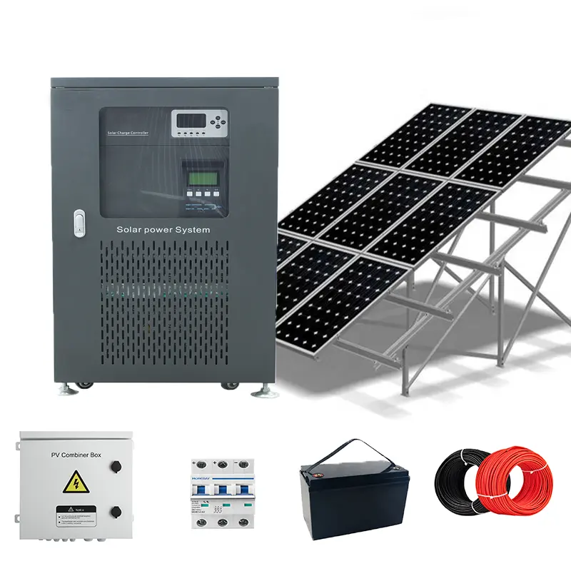 Set completo sistema solare Off Grid sistema di energia solare 5kw/10kw/15kw con Set completo di batterie Inverter per pannelli solari