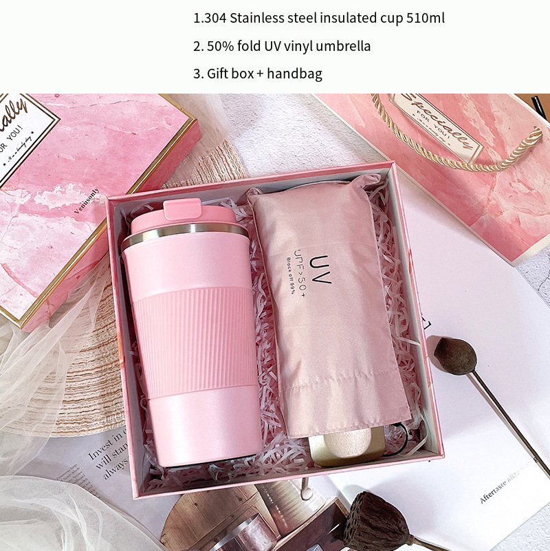 Thermos cup + umbrella(pink)