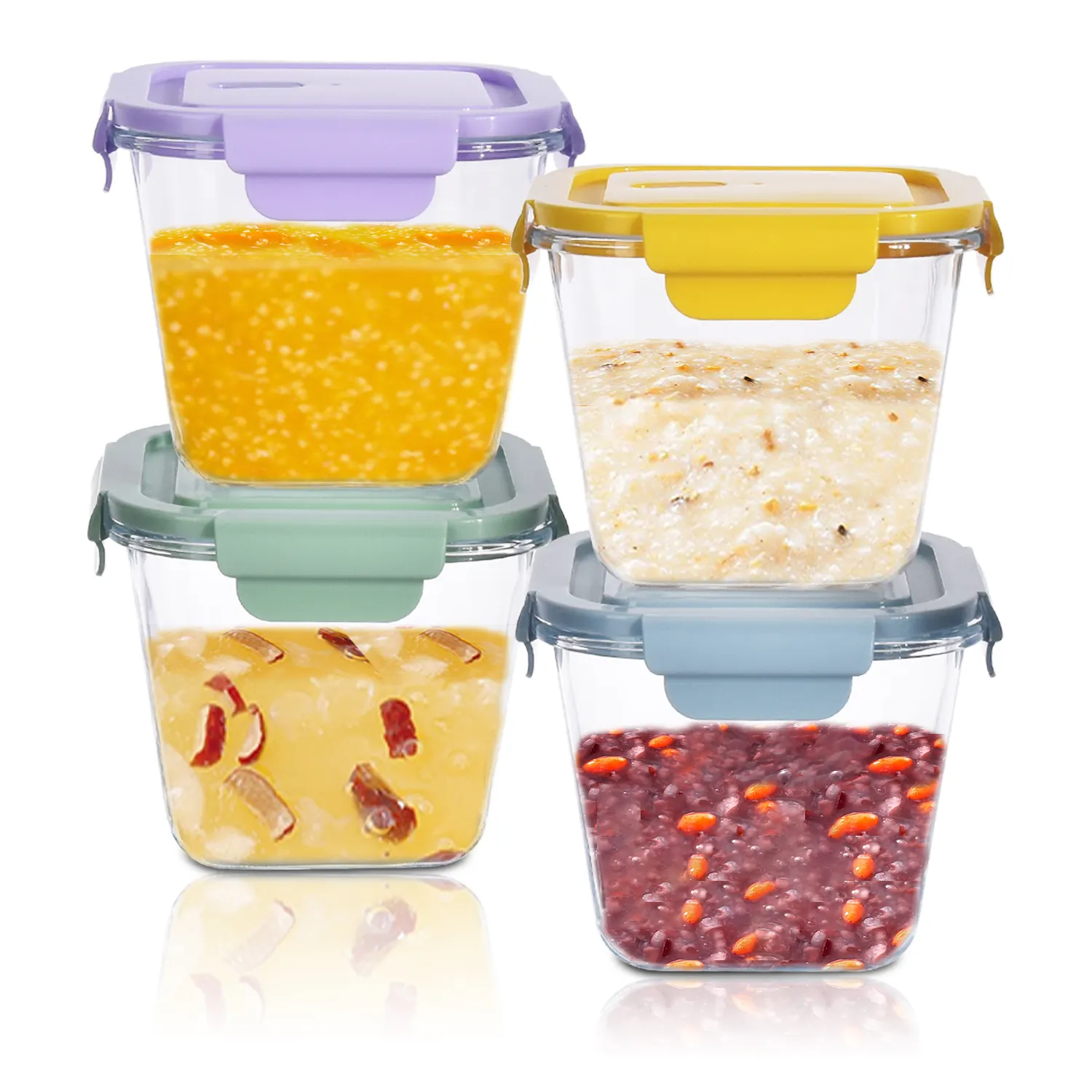 Transparent Glass Jars Lid Kitchen Organizer Set Preservation Food Storage Container For Lunch Boxes