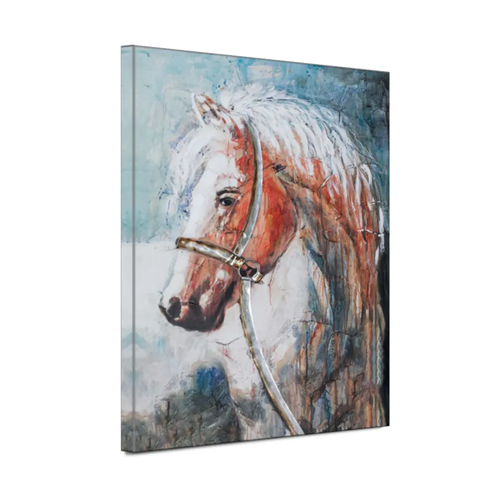 Textura grossa cavalo pintura a óleo decorativa parede arte artesanal animal pintura a óleo casa moderna pintura 60*90cm