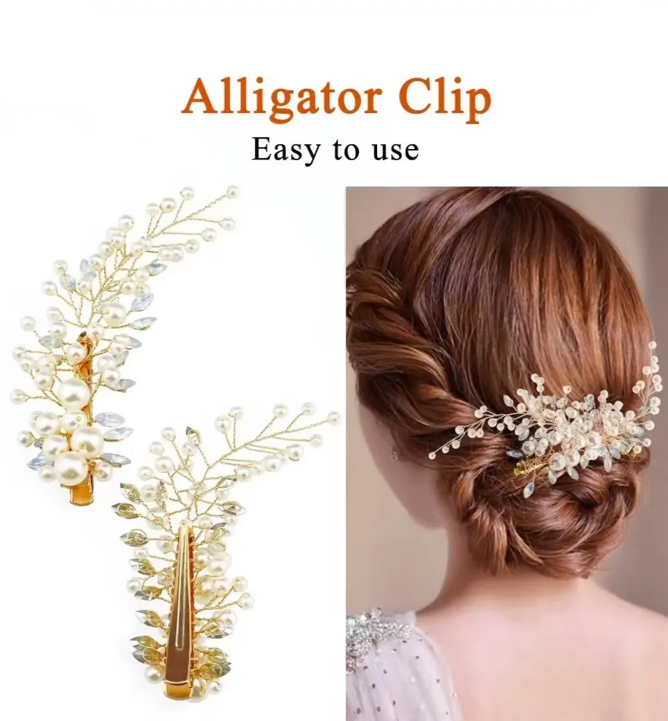 bridal dress hair styling accessories Korean handmade side clip hair accessories pearl hair clips brideflower