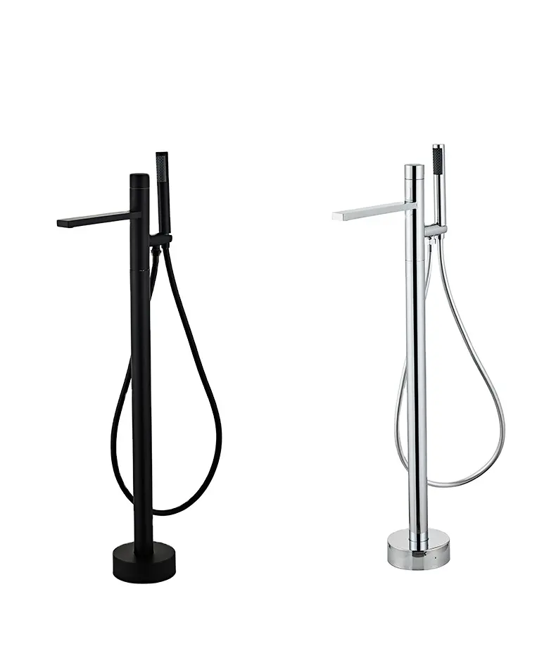 single handle brass shower bath tub black chrome floor stand mounted bathtub tap freestanding faucet