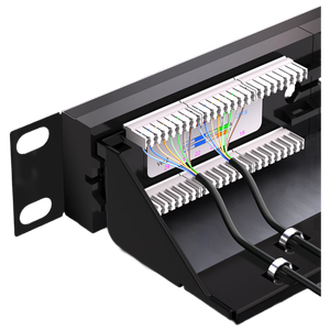 Gabinete de rack de 1U de grado de ingeniería de marco de distribución de Red CAT6 Gigabit de 24 puertos con panel de conexión - Product Image 3