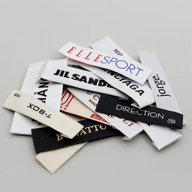 Hochwertige benutzer definierte Kleidungs etiketten Design End Fold Woven Label Bekleidungs etiketten