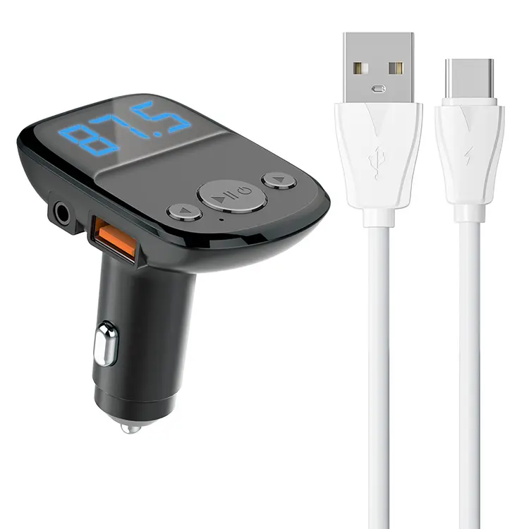 LDNIO C706Q akıllı 2 USB araç iPhone şarj cihazı hızlı şarj ses girişi bağlantı noktası FM BT araba cep telefonu araç şarj adaptörü