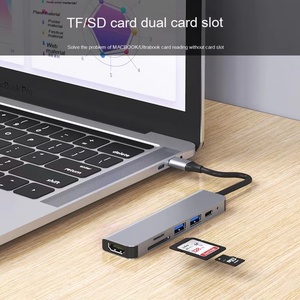 华为macbook的6合1 c型坞站双屏双显示适配器集线器USB C型笔记本电脑坞站 - Product Image 3