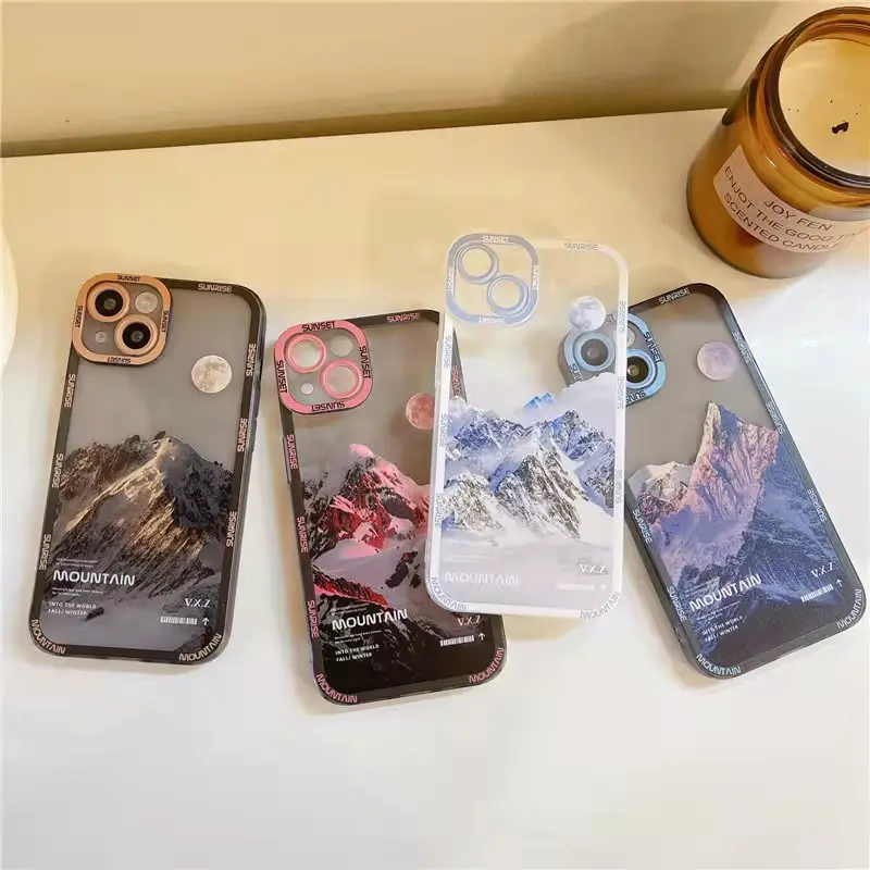 เคสโทรศัพท์มือถือลายทิวทัศน์ภูเขาหิมะที่สวยงามคุณภาพสูงสำหรับเคส iPhone