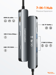 Cabelcreation USB-C 4K 60Hz HDMI 100W PD และ2 USB 3.0 5Gbps พอร์ตแยกข้อมูล7 in 1อะแดปเตอร์ Type C 3.0 USB HUB - Product Image 2