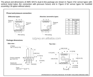 AMS5812 serie scheda di montaggio sensore di pressione 20.68mbar MS5812-0003-D sensore differenziale AMS 5812-0003-D - Product Image 3