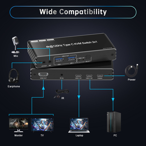 8k60Hz USB C <strong>KVM</strong> <strong>Switch</strong> 2x1 <strong>Kvm</strong> <strong>Switch</strong> Usb c 2 Computer <strong>1</strong> Monitor with PD 100W 2 X1 hdmi <strong>Kvm</strong> <strong>Switch</strong>