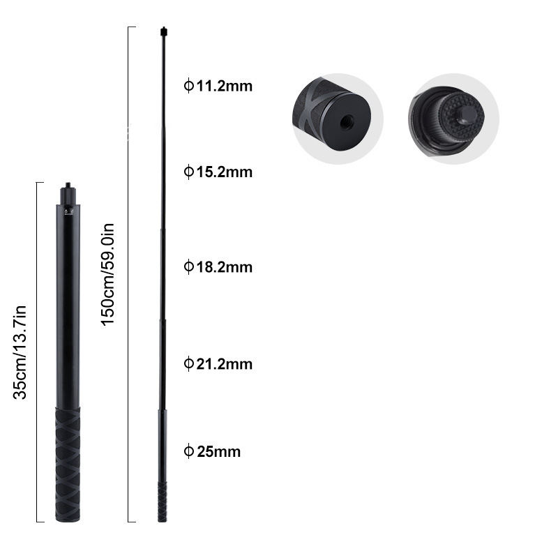 Tuyau excentrique noir de 1,5 m