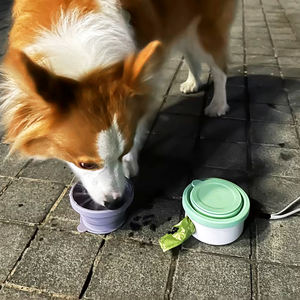 कीआन सिलिकॉन कैट डॉग बाउल डिश लकड़ी के स्टैंड के साथ, कोई स्पिल नहीं पालतू भोजन 3 इन 1 पानी की बोतल फीडर बिल्लियाँ छोटे कुत्ते पालतू कटोरा - Product Image 5