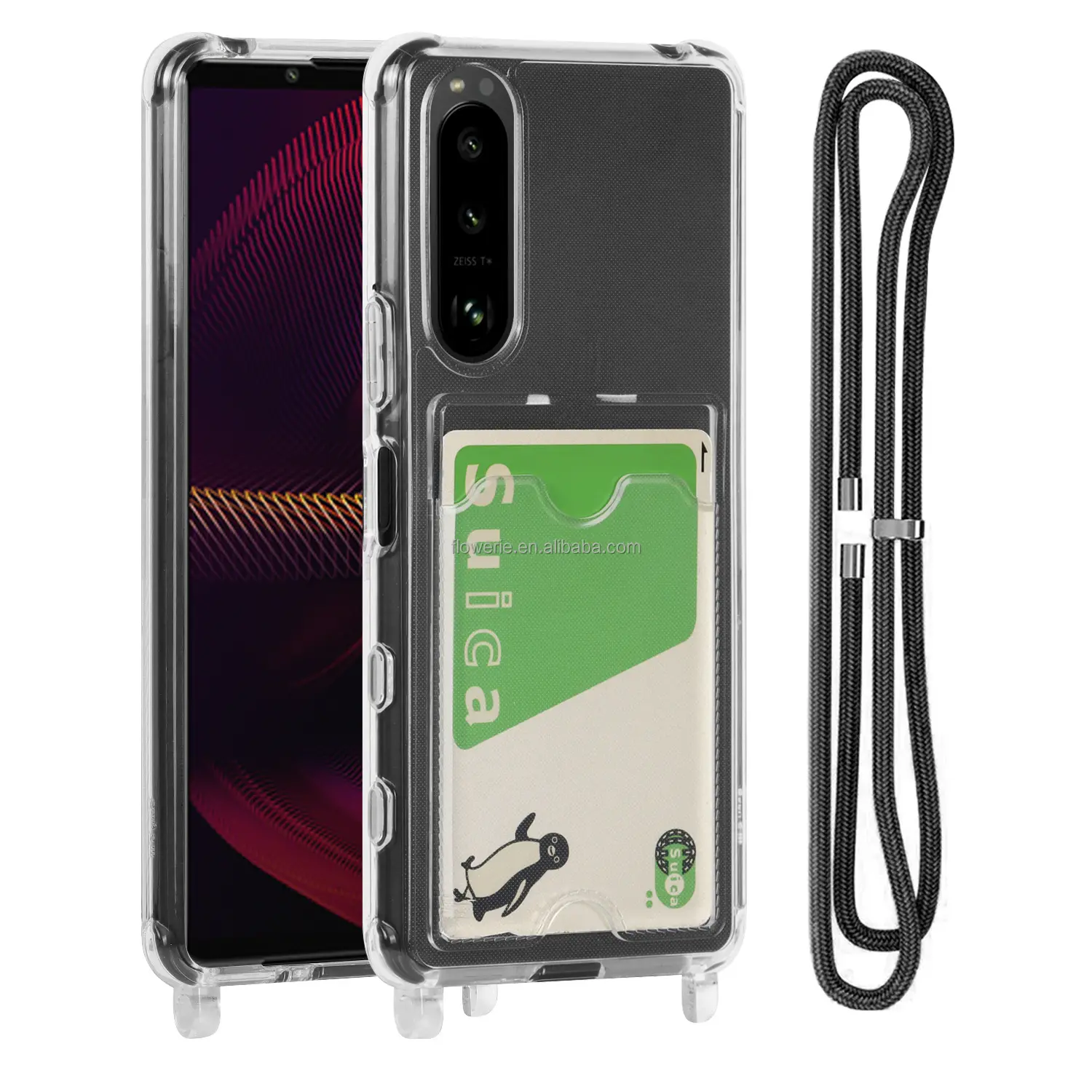 Per sony xperia 5 custodia per sony xperia 1 ii porta carte trasparente per custodia per telefono a tracolla sony xperia 5 cover posteriore