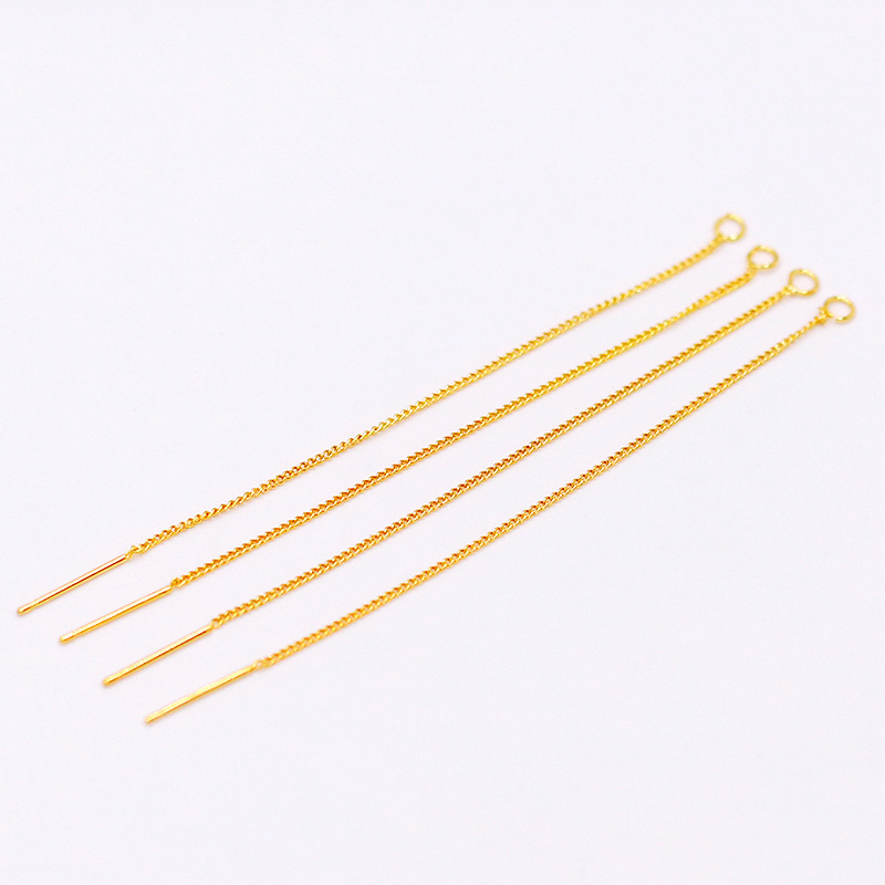 Pendientes de cadena densa de oro real de 18 quilates