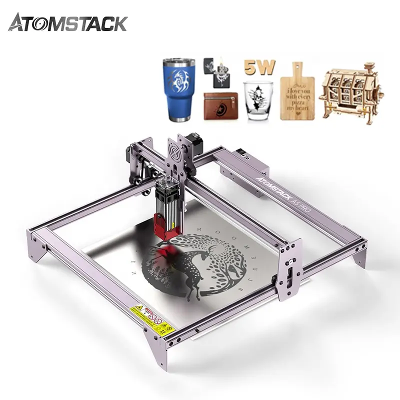 Máquina de grabado láser A5 PRO, 40W, portátil, CNC, foto, acrílico, botella de vidrio, pequeña, madera, para tela y joyería