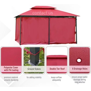 Özel toptan çift çatılar kırmızı 10x13 ft gizlilik perdeleri ve netleştirme ile koltuk takımı veranda çardak tentesi - Product Image 2