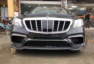 S-class W222 2019 S65 yükseltmeleri için karbon Fiber gövde kiti B tarzı ön dudak çamurluk arka difüzör egzoz borusu spoiler - Product Image 5
