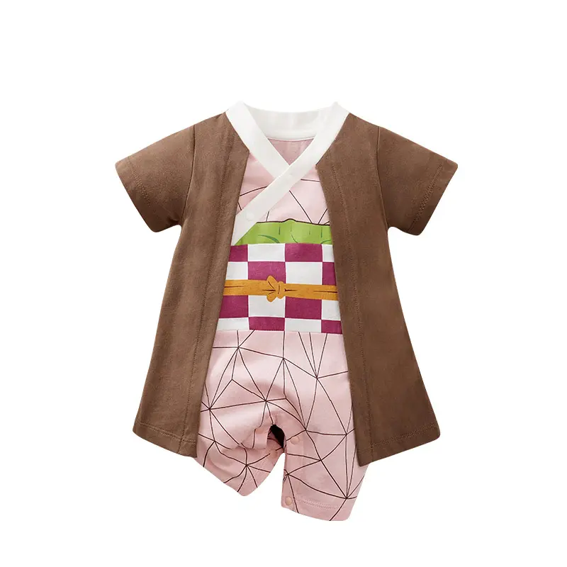 Verão Nova Roupa Infantil Bonito Estilo Anime Kimono Manga Curta Baby Bodysuit