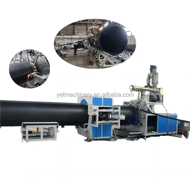 Machine d'extrusion de tuyau profilé en spirale d'enroulement de mur creux de réservoir en plastique PE de 1000mm-1600mm/ligne de production