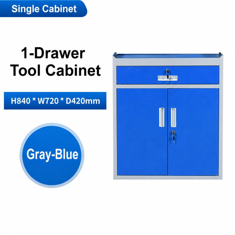 Single drawer tool cabinet grey blue
