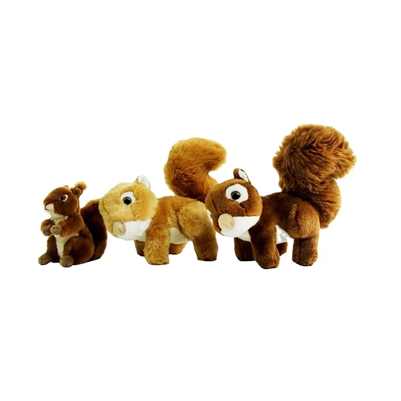 Fábrica OEM ODM Personalizado Brinquedo Macio Realista Animal Selvagem Esquilo Permanente Pelúcia Pelúcia Brinquedo Macio