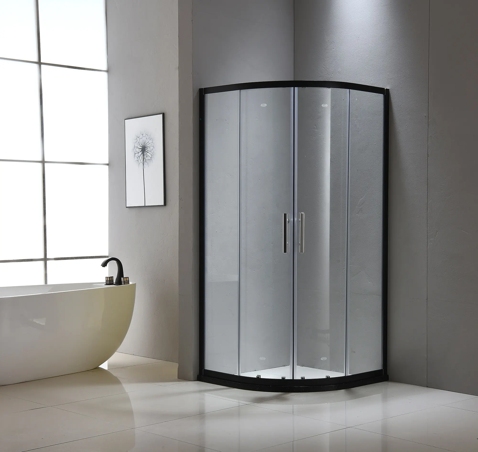 Bagno moderno porta doccia due pannello di vetro curvo in vetro temperato divisorio doccia cabina doccia