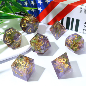 ชุดลูกเต๋าเรซิน DND ทำด้วยมือ-ลูกเต๋า RPG หลายเหลี่ยมสีม่วงและสีขาวควันพร้อมใบแฟนตาซีสำหรับ Games-N49กระดานดันเจี้ยนและมังกร - Product Image 2