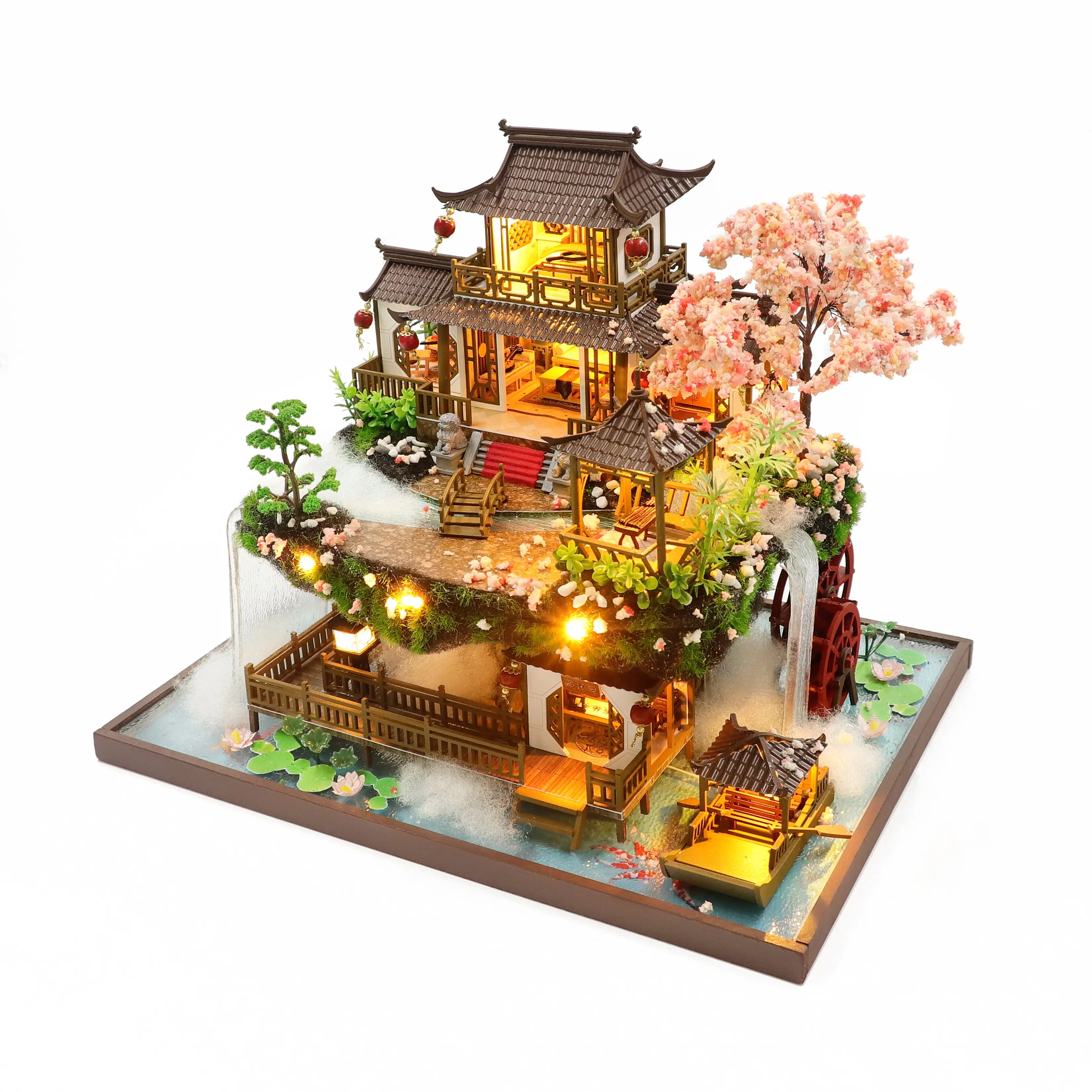 Hongda PC2203 stile cinese 3D in legno fai da te in miniatura casa delle bambole fai da te kit casa delle bambole con luci Unisex
