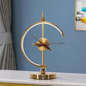 Modern Design Golden <strong>Time</strong> Clock Table <strong>Lamp</strong> LED Light Source Wireless Alarm Hot Sale Factory for Office Use Touch Table Charging - Product Image 1