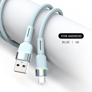 Software Silicona 120W Trenzado USB a Tipo C Cable 6A Cable de carga rápida con indicador LED de 7 colores para teléfono inteligente Android - Product Image 3