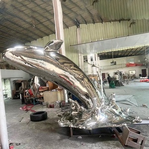 Outdoor Metal Fish Sculptures Large Metal Statues and Sculptures for <strong>Fountain</strong> <strong>City</strong> Plaza Stainless Steel Dolphin Sculptures