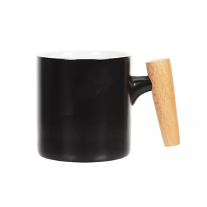 Wholesale Unique Hand Painted <strong>Pink</strong> 3D Ceramic <strong>Cup</strong> With Logo Wooden Handle - Product Image 5