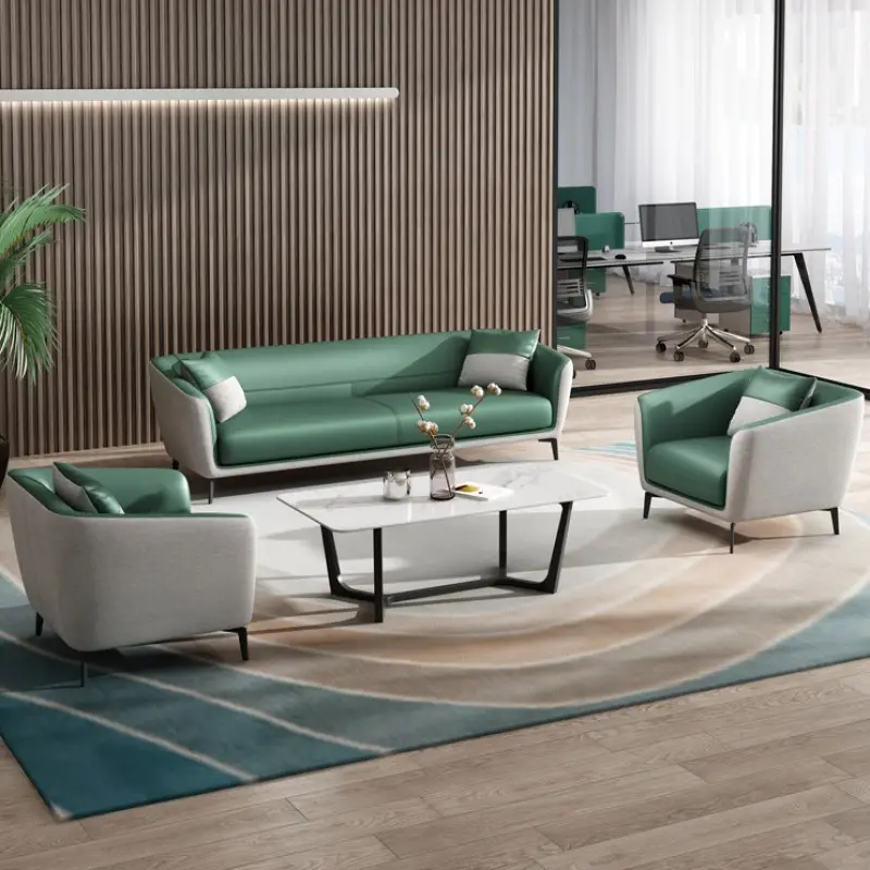 Vendita di divani per Hotel a 3 posti con combinazione di tessuti in pelle verde