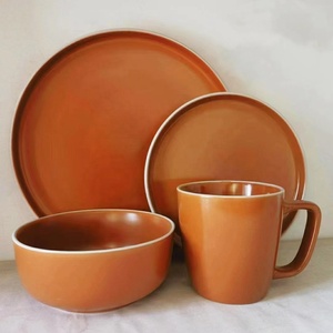 厂家批发16件陶瓷餐具哑光彩釉餐具套装高品质现代餐盘套装 - Product Image 1