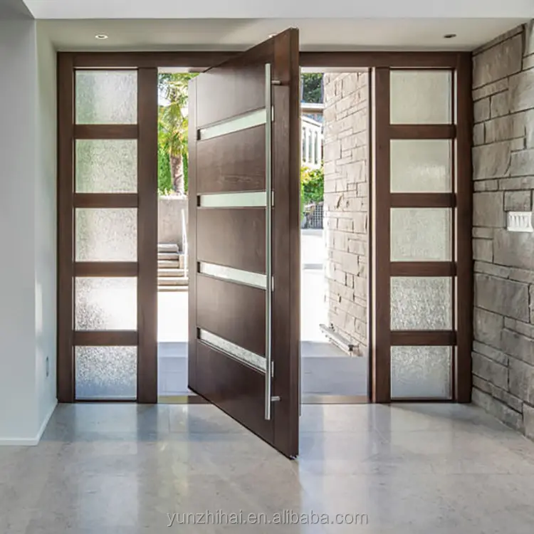 Porte d'entrée ronde en bois pivotant en verre, design moderne, fait en chine, pour porte d'entrée avant