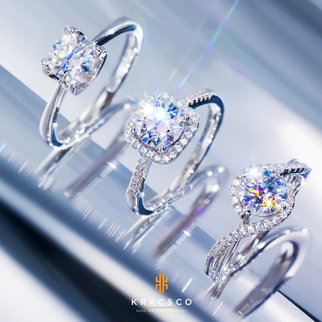 KRKC Großhandel Solitaire Cluster Herz 1 CT Sterling Silber VVS1 Diamant Moissan ite Verlobung ringe für Frauen
