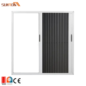 Ventanas de aluminio personalizadas de color madera marco de aluminio de grano de madera moderno ventana corredera de vidrio doble con diseño de persianas integradas - Product Image 4