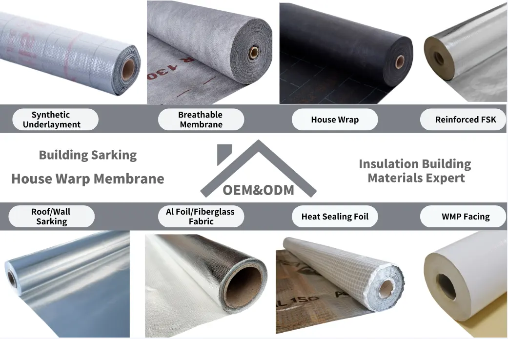 Tissu tissé de papier d'aluminium de barrière radiante de barrière de vapeur pour les matériaux d'isolation en acier de toit en métal