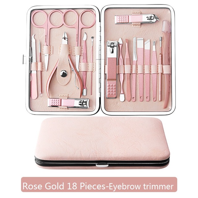 Rose Gold 18 Piezas-Cortadora de cejas