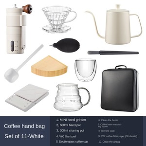 9-12 Pcs Stainless Steel Coffee Pour-over Set with Manual Grinder Travel Bag <strong>Gift</strong> Box for Manual Pour-over Coffee <strong>Experience</strong> - Product Image 5
