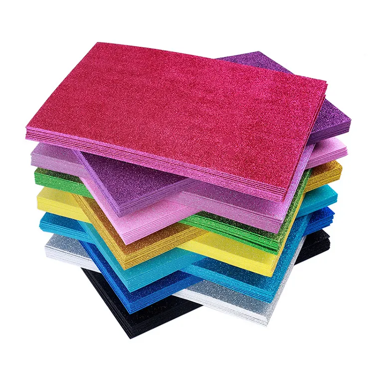 Láminas de papel de espuma EVA con purpurina, tamaño A4, manualidades para niños