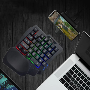Ergonómico 35 teclas RGB USB Reposamuñecas de una sola mano Teclado retroiluminado luminoso para juegos y controlador de mouse para PC/computadora